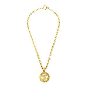 Vintage Chanel Gold Plated CC Logo Medallion Chain Necklace