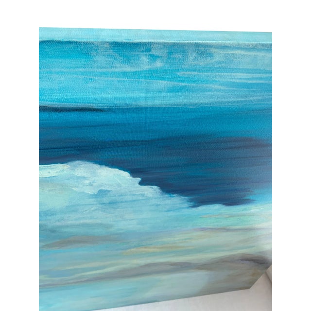 Coastal Contemporary Dreamscape – Large Abstract Seascape Painting in Cerulean Blue & Aqua Tones for Modern Interiors For Sale - Image 12 of 13