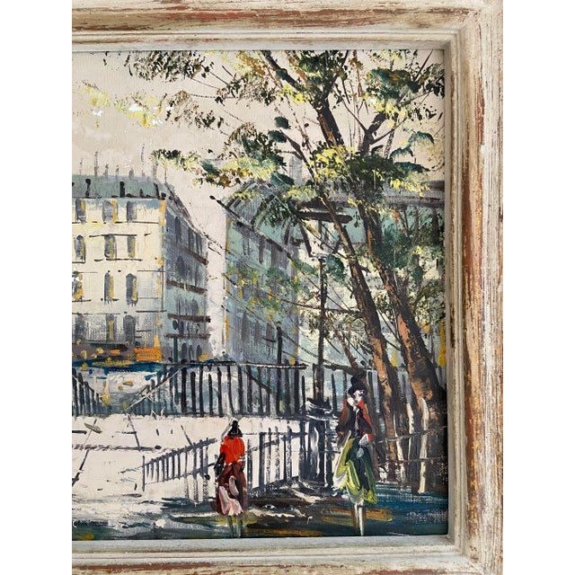 Vintage Parisian Street Scene Oil on Canvas For Sale - Image 4 of 14