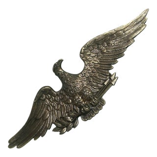 Vintage Brass Eagle Hanging Wall Decor Large 34” 34 Inch Wingspan For Sale
