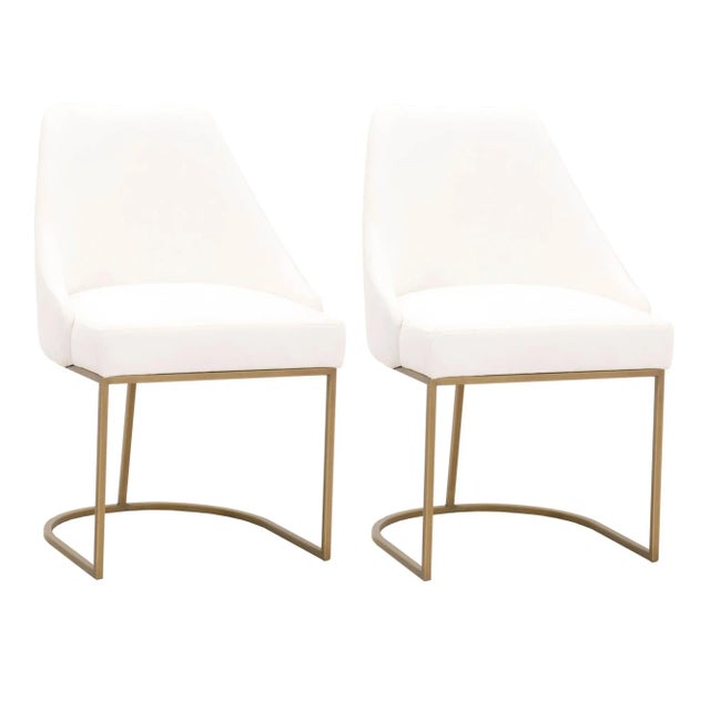 Metal Parissa Dining Chairs, Pearl Velvet & Brushed Gold, Set of 2 For Sale - Image 7 of 7