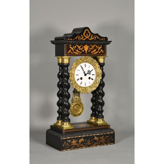 French portico barley twist clock napoleon iii a beautifully detailed portico clock from the 19th century with ebonised...