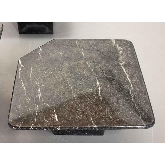 Black Carrara Marble Side Tables with Oblique Angles, Italy, 1970s, Set of 3 For Sale - Image 11 of 15