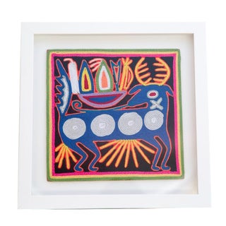 Huichol Yarn Painting W/ Custom Wood Frame For Sale