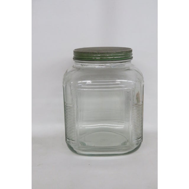Anchor Hocking Anchor Hocking Large Square Cookie Jar Cannister Container With Green Lid 4480b For Sale - Image 4 of 15