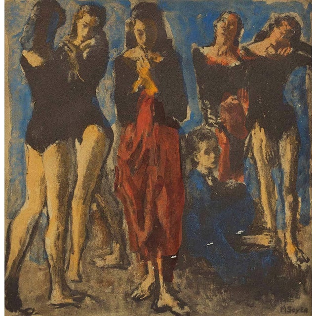 This piece a holiday card with hand painted print by the Social Realist artist Moses Soyer. Here, the artist depicts the...