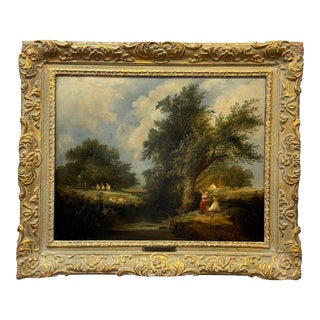 Edward Charles Williams 19th Century English Landscape W/Figures For Sale
