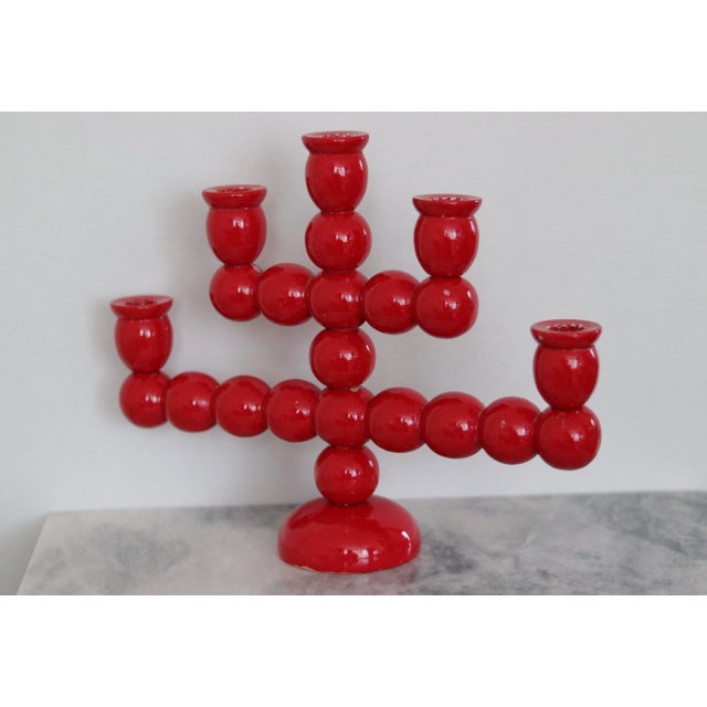 Mid-Century Swedish 5-Arm Bobbin Candelabra, 1970s For Sale - Image 12 of 13
