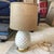 1940s White Ceramic & Brass Pineapple Artichoke Table Lamp With Burlap Shade For Sale - Image 4 of 10