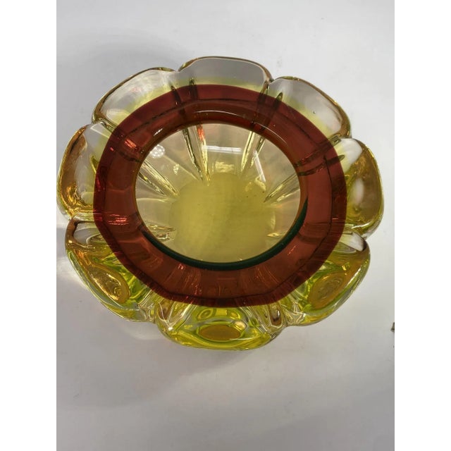 Very unusual and rare example of Uranium Glass made in Murano, Italy. In wonderful condition. Beautiful red and yellow...