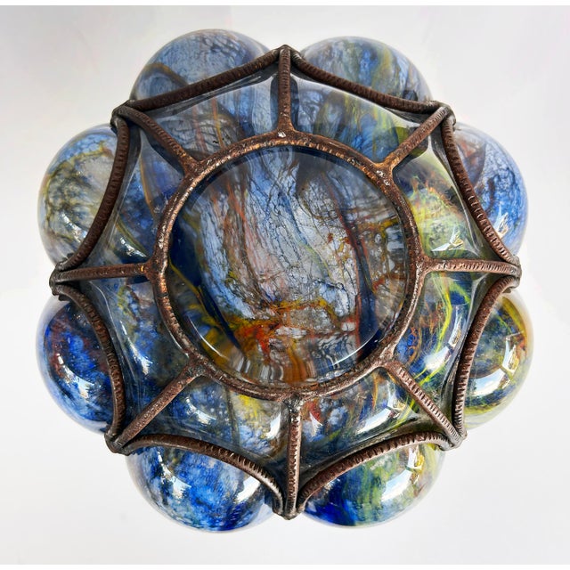Blue Czech Wilhelm Kralik Sohn Bohemian Caged Blown Glass Vase 1920s For Sale - Image 8 of 8