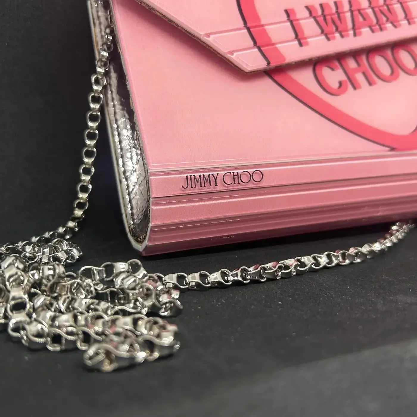 21st Century Jimmy Choo Pink Heart Acrylic Clutch Bag | Chairish