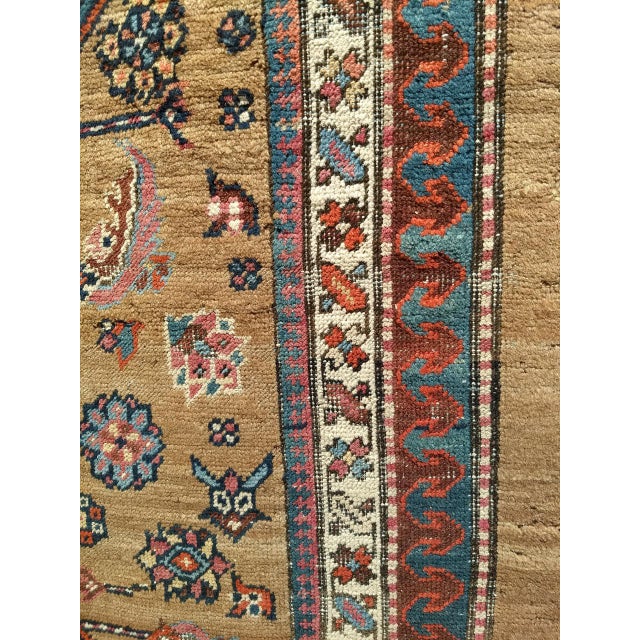 Camel Antique Persian Serab Camel Hair Runner Rug, Hand-Knotted Wool, Geometric Pattern, Red & Green, 4x14 For Sale - Image 8 of 10