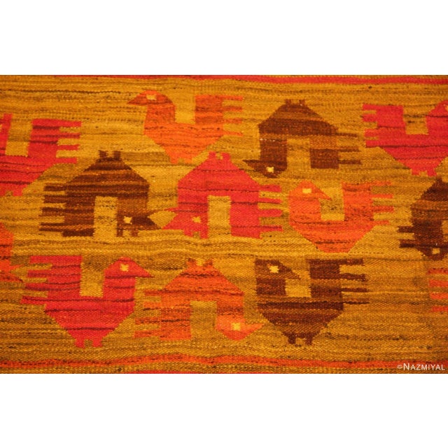 Textile Nazmiyal Collection Vintage Flat Woven Scandinavian Chicken Motif Kilim Rug For Sale - Image 7 of 9