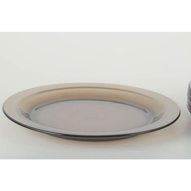 Vintage French Dinner Plates in Smoked Glass, 1970s, Set of 6 For Sale - Image 3 of 5