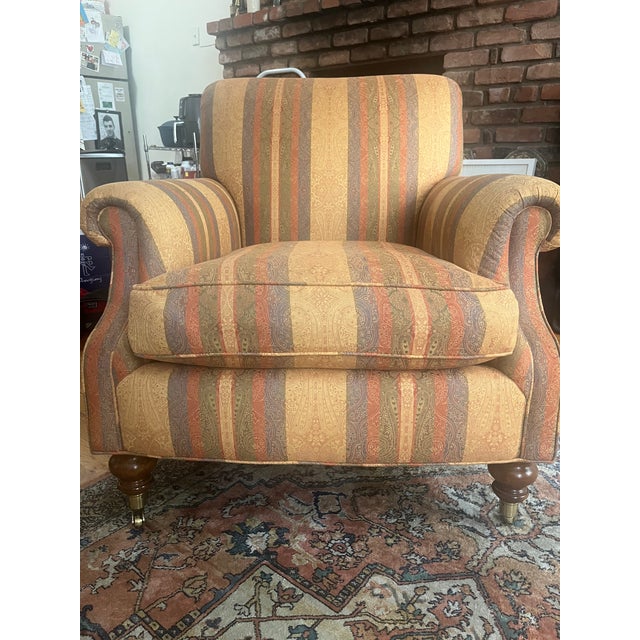 Tan Edward Ferrel Paisley Arm Chair For Sale - Image 8 of 10