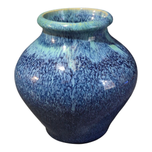 Vintage Mid Century Modern Art Pottery Blue Glazed Vase