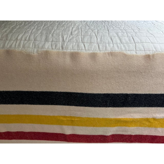 Hudson Bay Point 4 Point Striped Wool Blanket 1930's For Sale In San Diego - Image 6 of 12