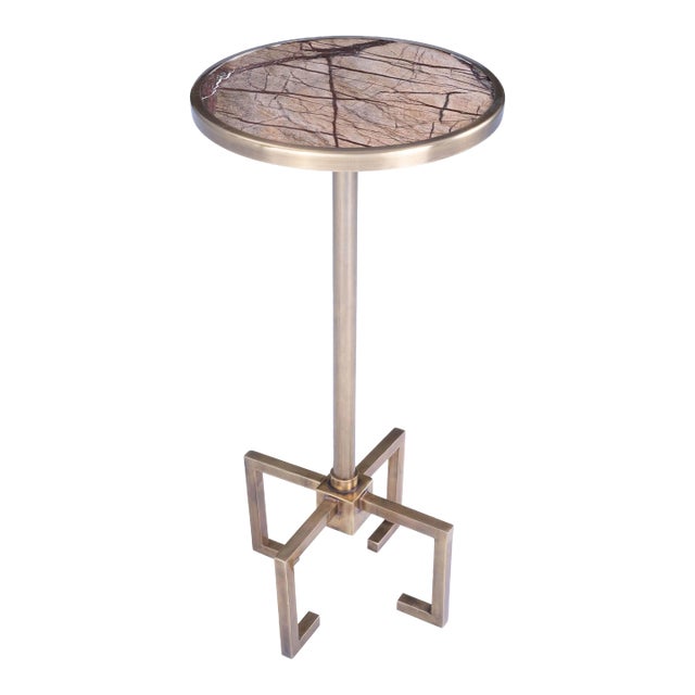 Mash Metal & Marble Accent Table, Gold For Sale