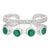 Geometric Green Onyx & Zircon Double Band Ring in 925 Silver, Size 7.5 For Sale