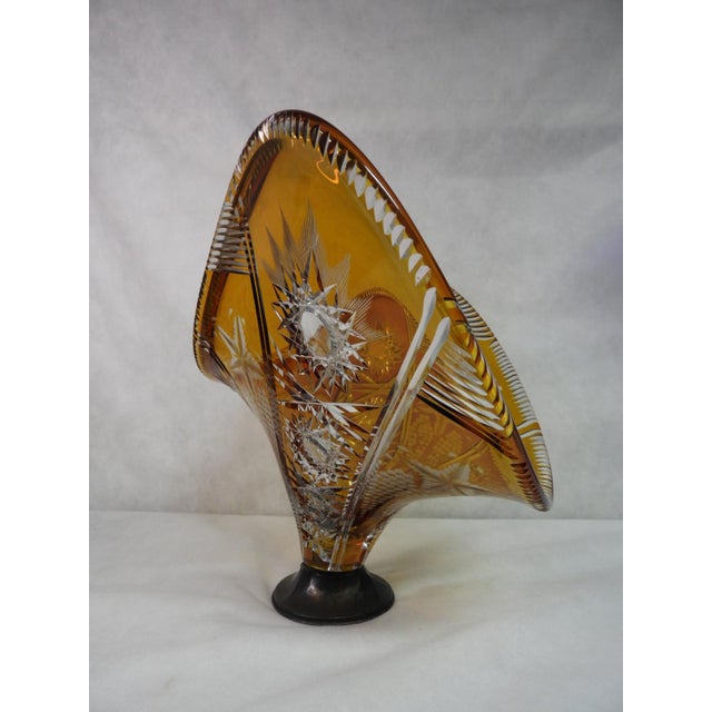 Bohemian Cut Crystal Centerpiece on Silver Base, 1980s For Sale - Image 4 of 13