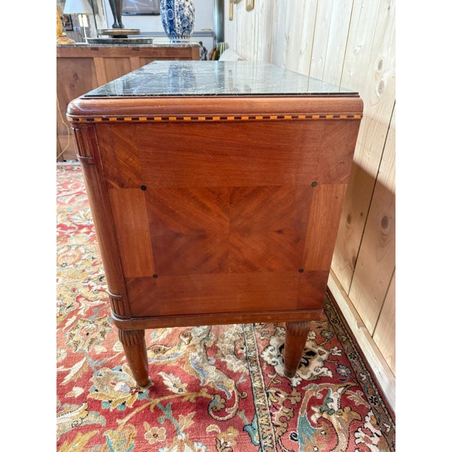 Art Deco Chest of Drawers in Walnut and Black Marble, 1960s For Sale - Image 9 of 11