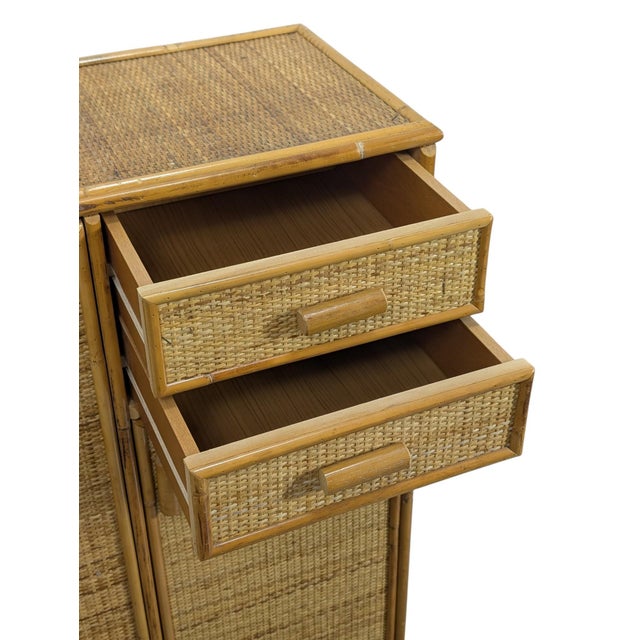 Wicker Cabinet with 3 Doors and 2 Drawers, 1970s For Sale - Image 10 of 12