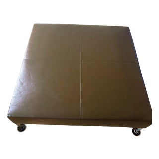 B&b Italia Brown Leather Ottoman 4'x 4' Vintage 1999 For Sale