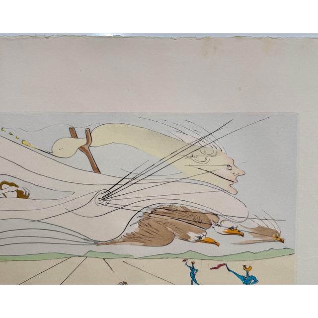 Salvador Dalí, Surrealist Etching Engraving Pochoir l'Automobile Da Vinci Hommage For Sale - Image 14 of 14