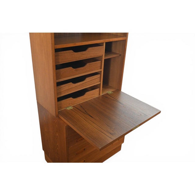 Attributed to Carlo Jensen Four Drawer Chest With Drop Front Hutch by Hundevad + Co | Danish Modern 1960s For Sale - Image 11 of 11