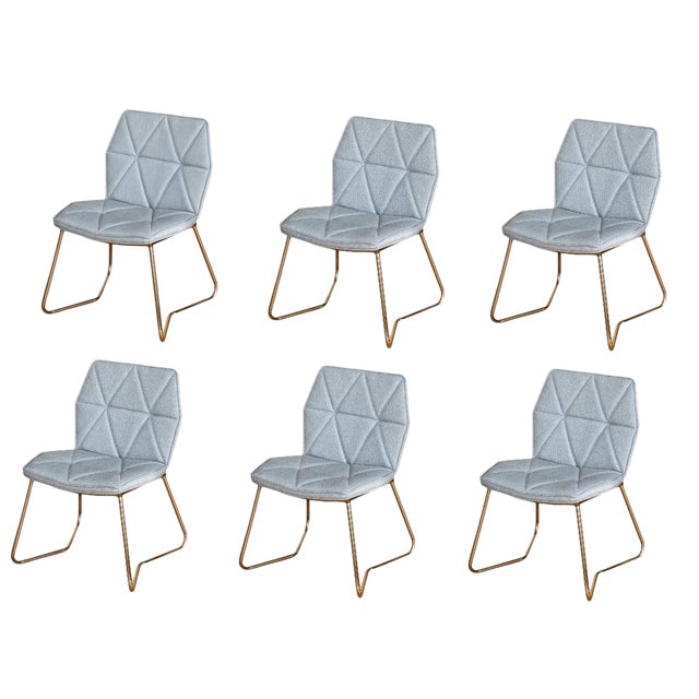 Set Of 6 Mid Century Modern Upholstered Tally Dining Chairs With