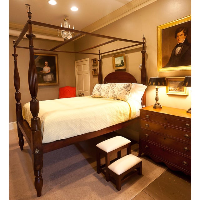 Federal Mahogany Canopy Queen Size Bed Frame, circa 1820 Chairish