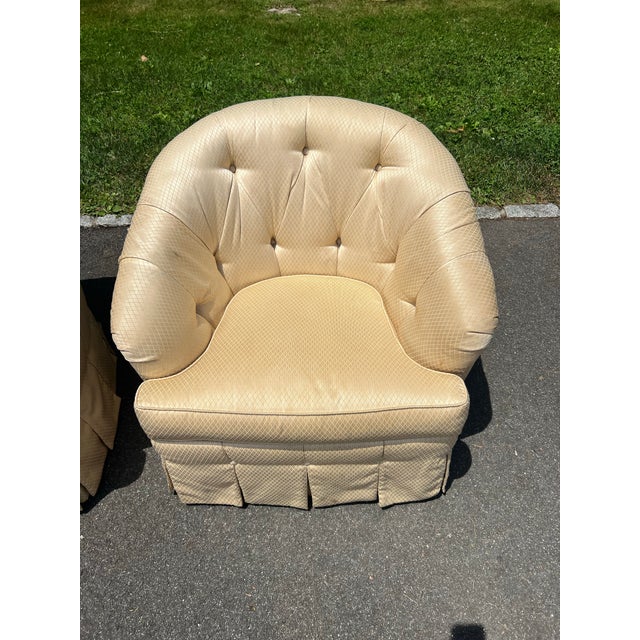 Pair of Ethan Allen Club Chairs With Matching Ottomans For Sale - Image 10 of 13