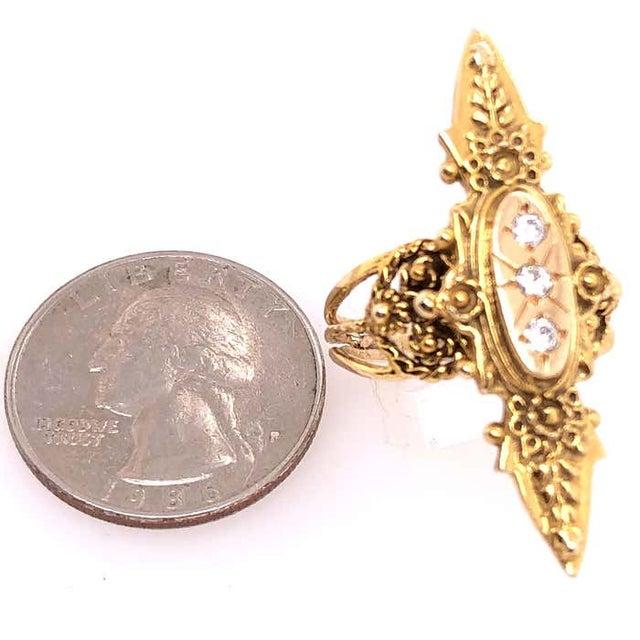 14 Karat Yellow Gold and Three Diamond Freeform Ring For Sale - Image 4 of 12