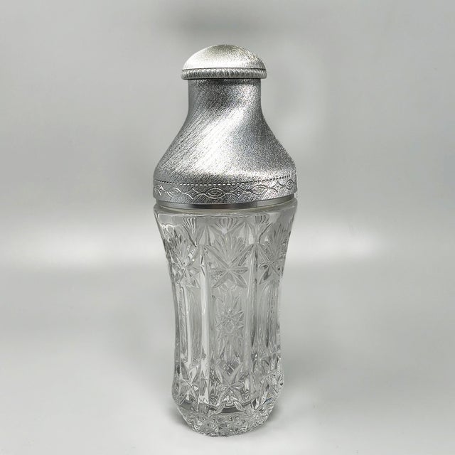 Mid-Century Italian Cut Crystal and Brushed Metal Cocktail Set by Arir, 1960s, Set of 2 For Sale - Image 4 of 8