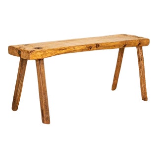 Vintage Slab Wood Plank Console Table With Splay Peg Legs For Sale