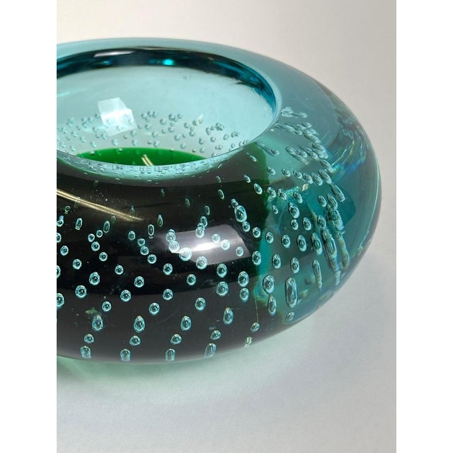 Green and Blue Bullicante Murano Glass Bowl by Galliano Ferro, 1960s For Sale - Image 4 of 10