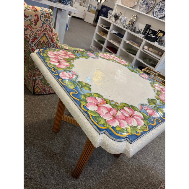 Vintage Italian Floral Concrete Table For Sale In West Palm - Image 6 of 10