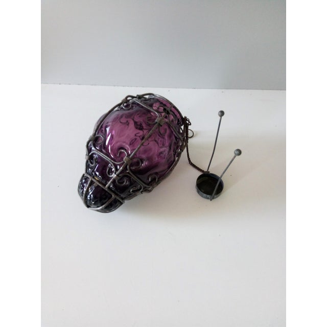 Venetian Purple Murano Glass Candle Lantern For Sale - Image 6 of 9