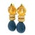 1980s Italian Carved Lapis Topaz Diamond 18k Gold Drop Earrings, Pair For Sale - Image 14 of 17