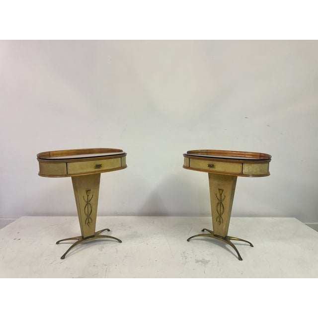 Italian Parchment Bedside Tables or Nightstands, 1950s, Set of 2 For Sale - Image 11 of 17
