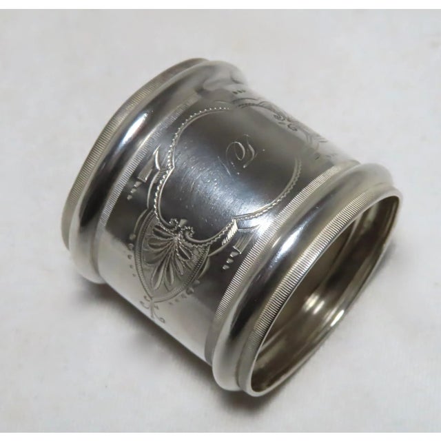 Metal Large - Oversize Antique American Solid Coin Silver Napkin Ring by Wood & Hughes For Sale - Image 7 of 13