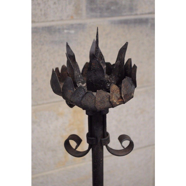 Antique Wrought Iron Pricket Stick Floor Candle Holder Gothic 64