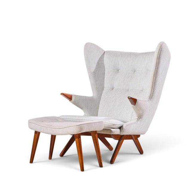 Mid-Century Modern Svend Skipper Model 91 Mid Century Papa Bear Wingback Lounge Chair With Ottoman For Sale - Image 3 of 9