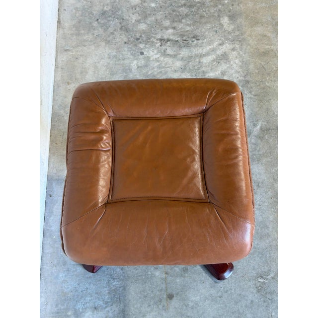 1970s Tan Leather Ottoman Mid-Century Modern 1970s For Sale - Image 5 of 10