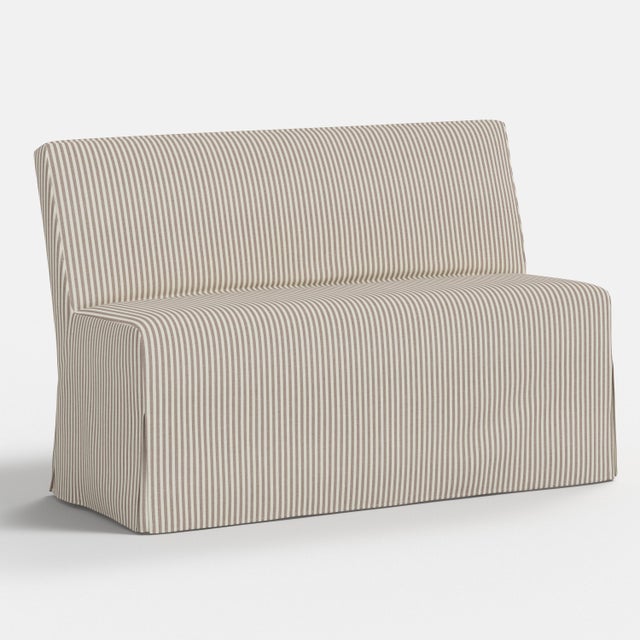 Pink Stoffer Home x Cloth & Company Slipcover for Lindy Dining Banquette in Jane Stripe Mauve For Sale - Image 8 of 8