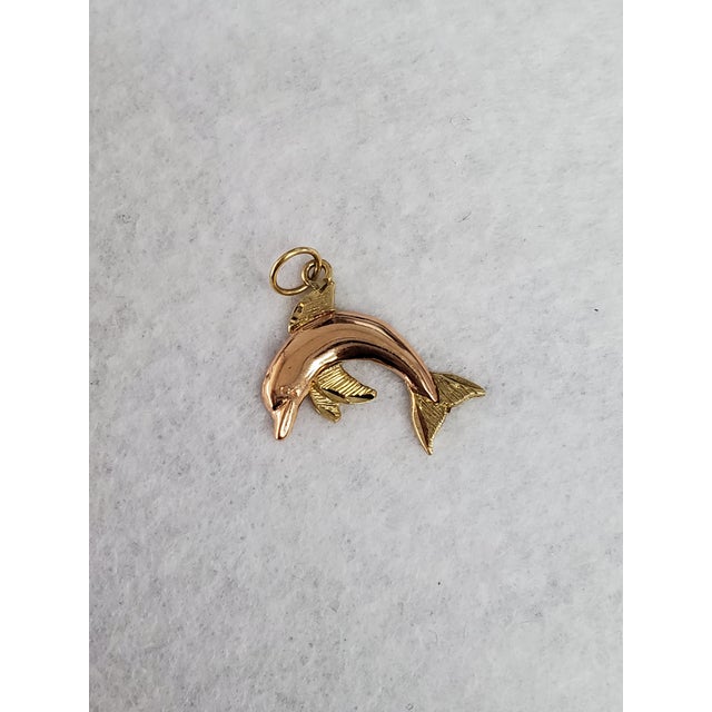 Contemporary Polished Rose Gold Dolphin with Yellow Gold Accents For Sale - Image 3 of 4