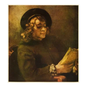 1956 After Rembrandt Van Rijn "A Boy Reading (Titus)", Vintage Full-Color Print