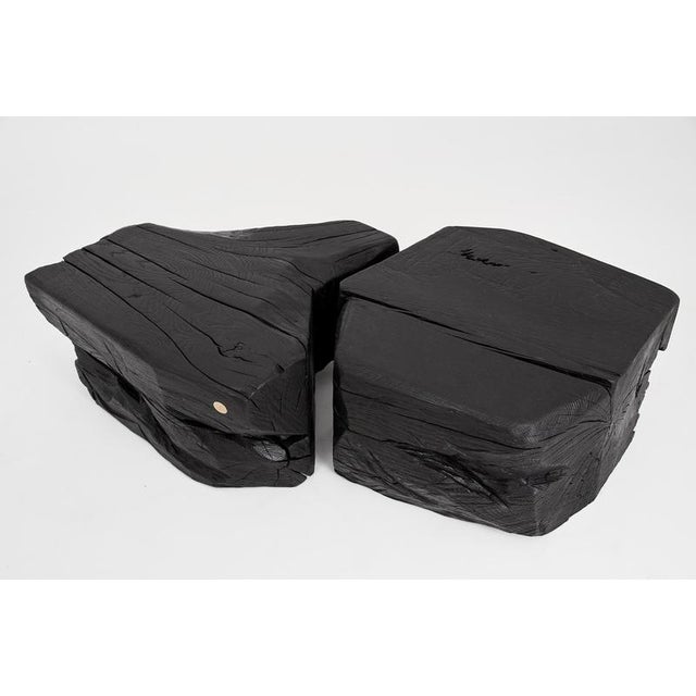 Sculptural Side Table in Burnt Black Wood by Logniture For Sale - Image 18 of 18