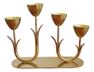 Four-Armed Brass Candleholder by Gunnar Ander for Ystad Metall, Sweden